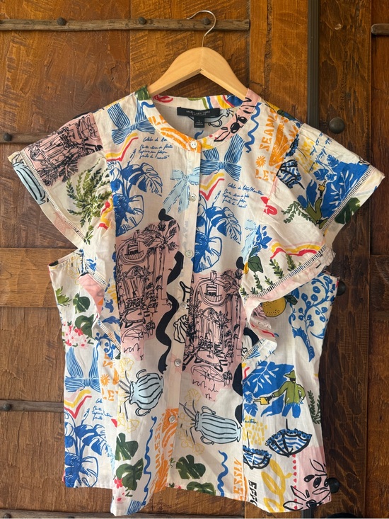 Marc New York Tops - NEW Marc New York Colorful Tropical Print Button Front Blouse - Multicolor